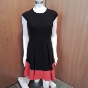 Calvin Klein Black and Red Cap-sleeve Dress, Size 10.
